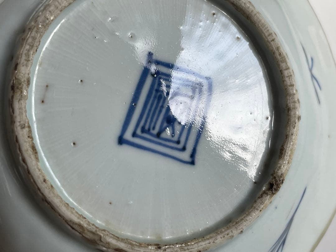 中国骨董　アンティーク　祥瑞　花文　輪花皿　六角隅入　五寸皿　小皿　角福　古染付