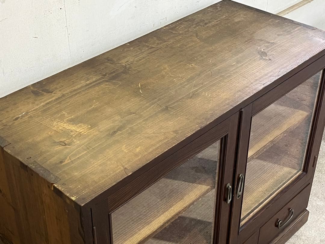 昭和レトロ　木製キャビネット 陳列ケース 収納庫 飾り棚 水屋箪笥 店舗什器