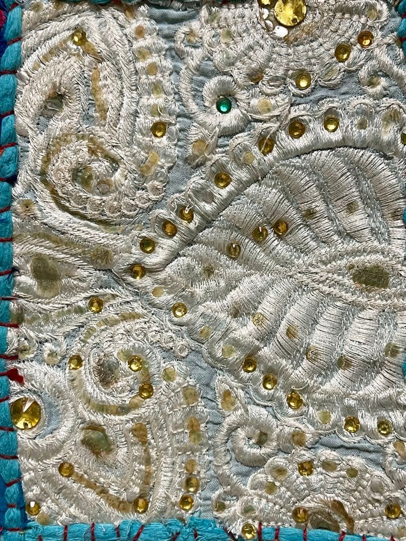 インド ビンテージ サリー パッチワーク タペストリー 刺繍 壁掛け 古布