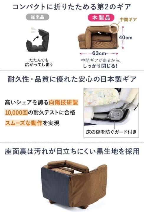 【新品未使用】座椅子 ソファベッド ひじ掛け付き リクライニング 肘掛連動