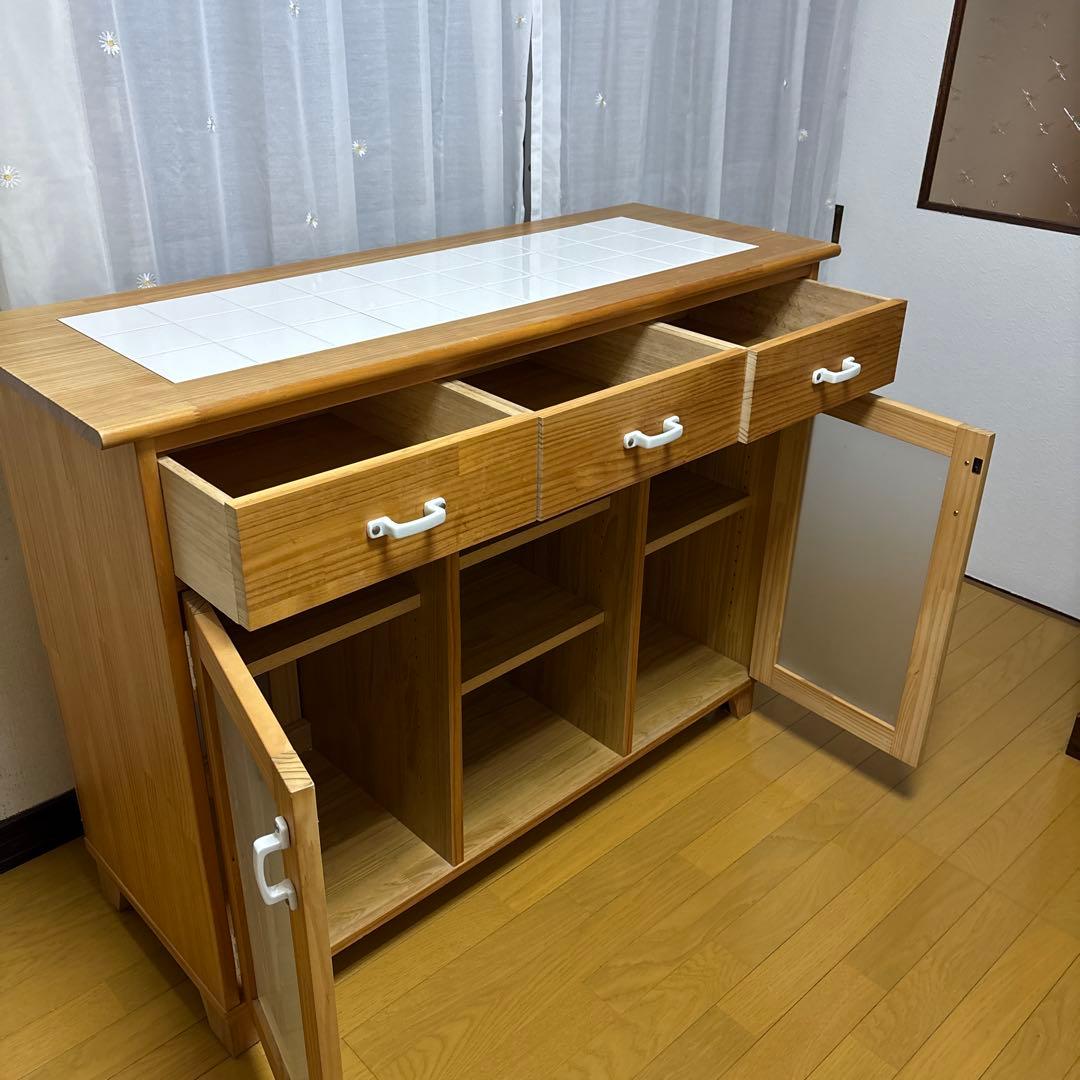 希少 廃盤　モモナチュラル　ウッドワゴン キッチンカウンター