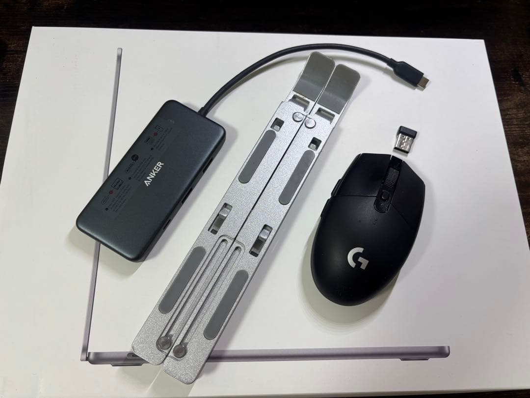 MacBookAir 15インチM2/箱・充電器あり/マウス・ハブ・スタンド付