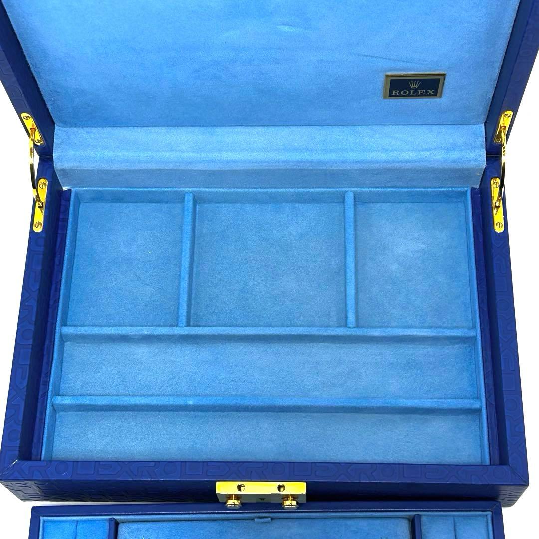 純正 ロレックス ジュエリーボックス 鍵付き ブルー アクセサリーケース ブルー