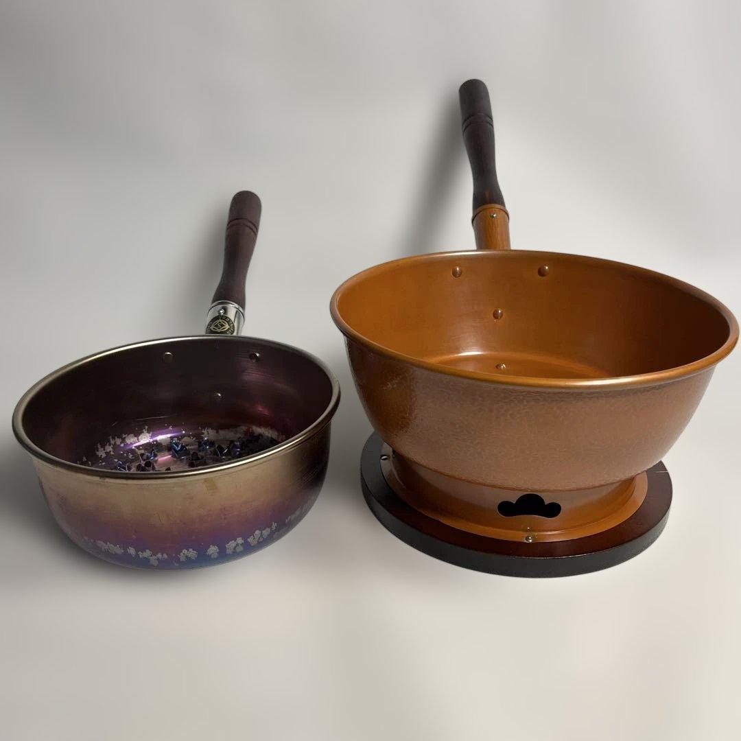 お稽古茶道具　銅製　台付十能