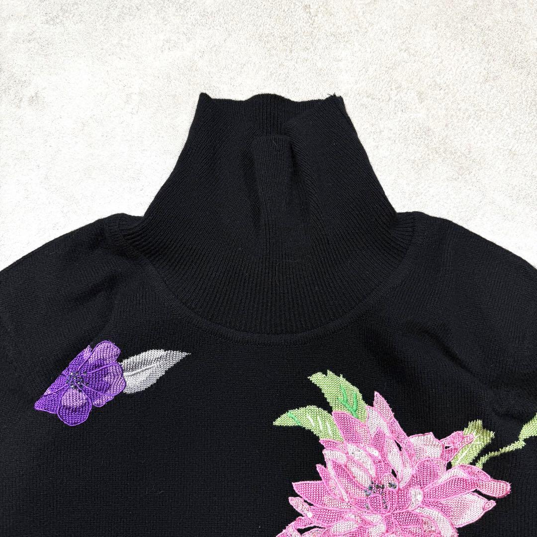 美品♡レオナール カシミヤ シルク タートルネック ニット ライトストーン XL