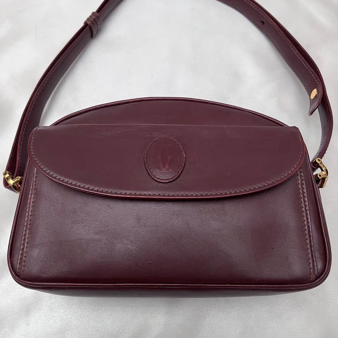 ◇美品◇カルティエ　マストライン　ミニショルダーバッグ　ボルドー　カーフレザー