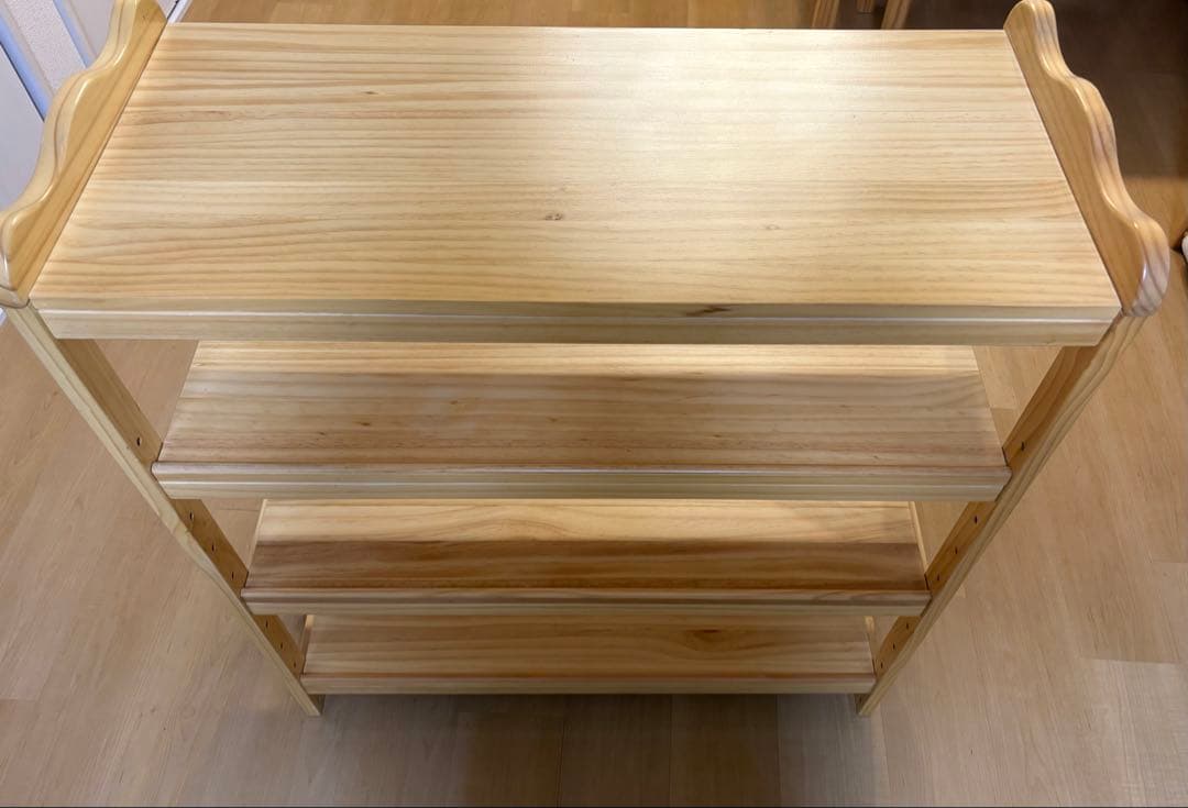 木製4段ラック 自然な木の仕上げ