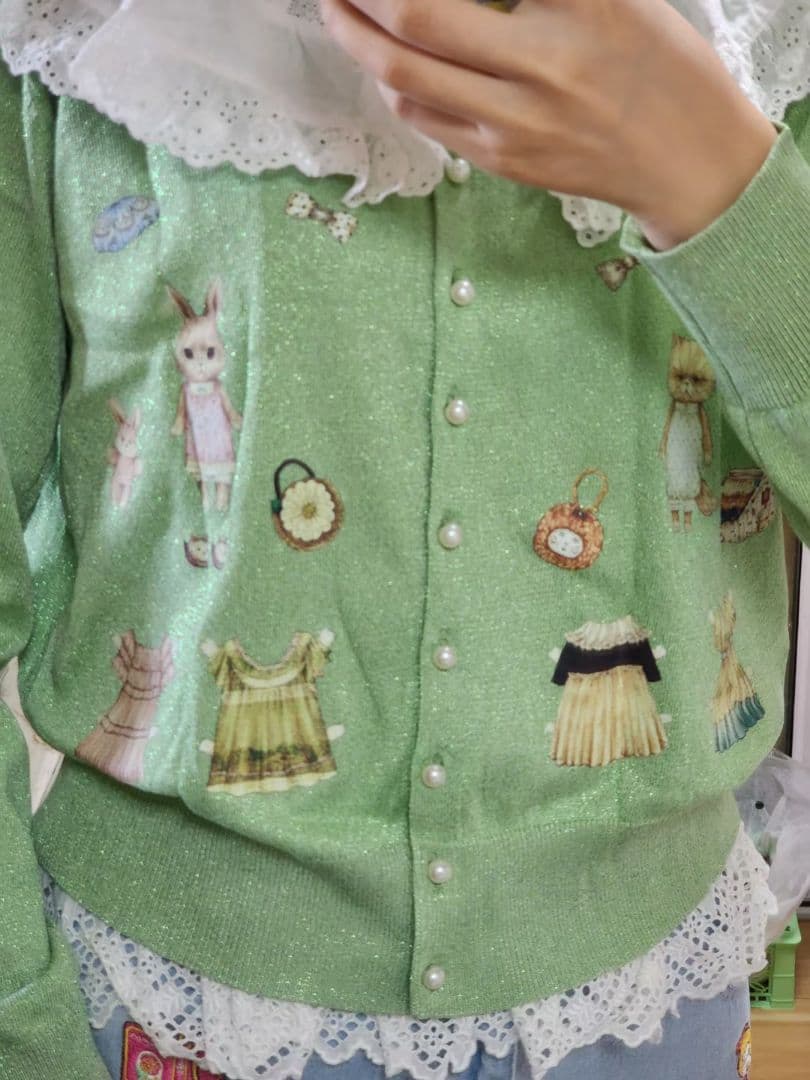 新品未使用☆yukiemon☆ ペタペタ着せ替え柄カーディガン 超レア品