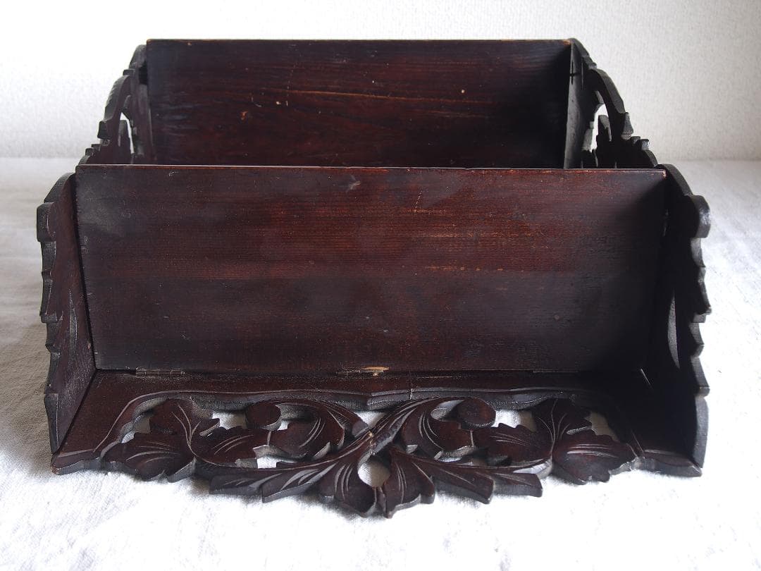 葡萄の葉 木彫刻 折り畳 コンソール 飾り棚 ウォールシェルフ 装飾/K353