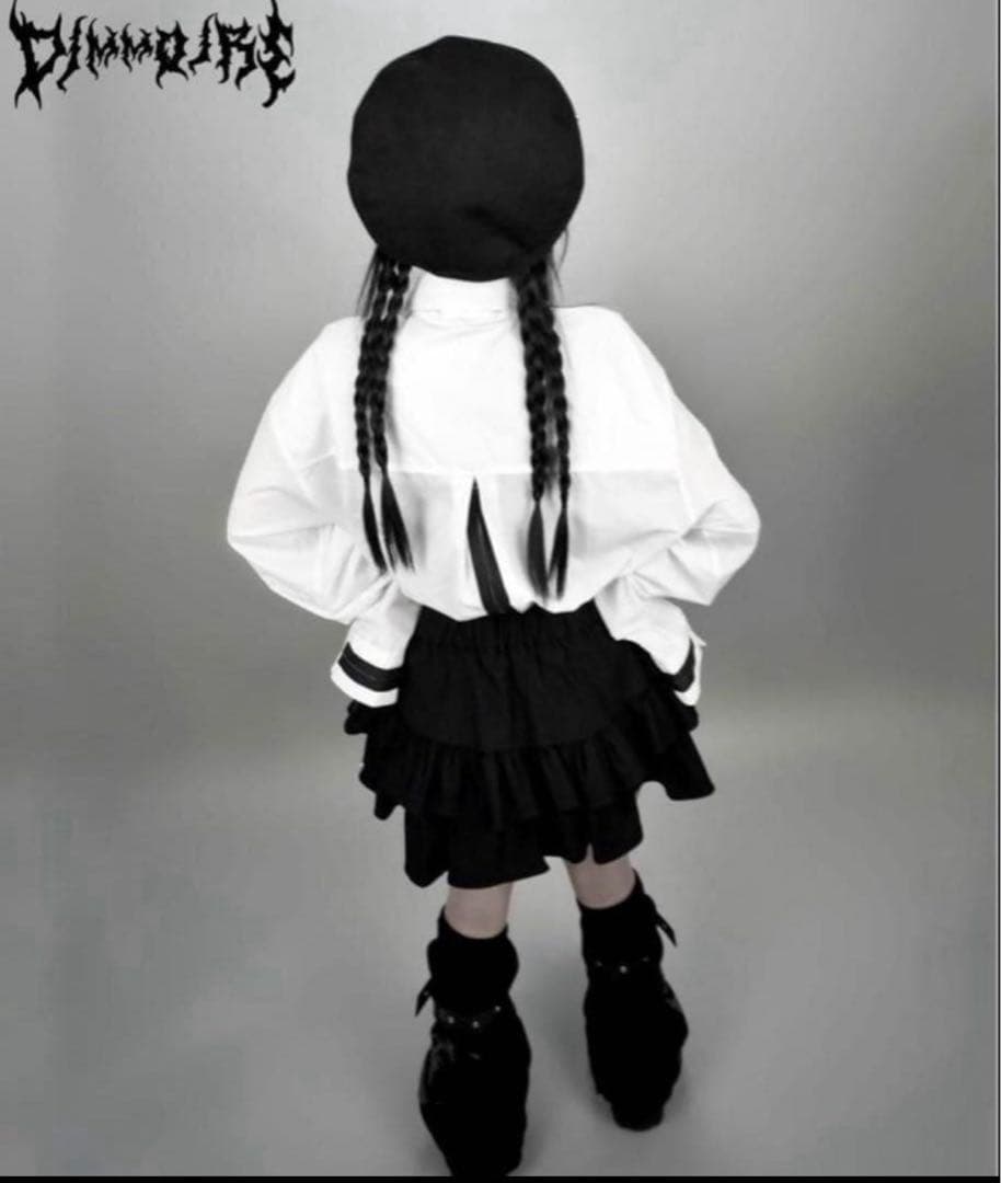 DimMoire ホワイト 長袖 ネクタイ付きシャツ