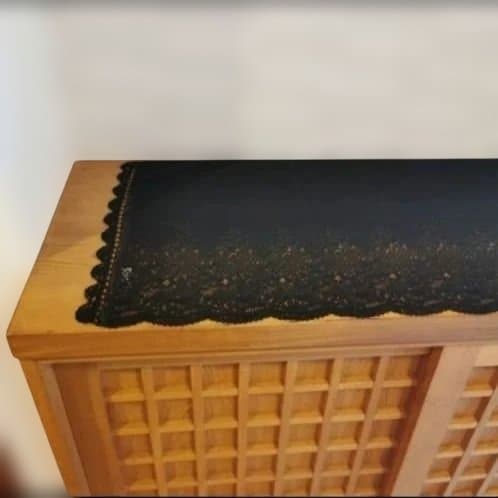 WAKO ブラック レースエッジ テーブルランナー