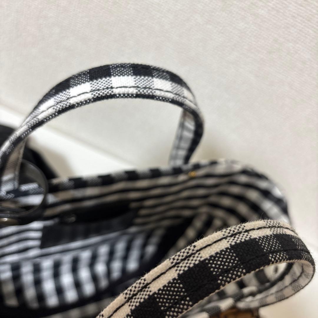 エバゴス ebagos ギンガムチェック　カゴバッグ 被せ布