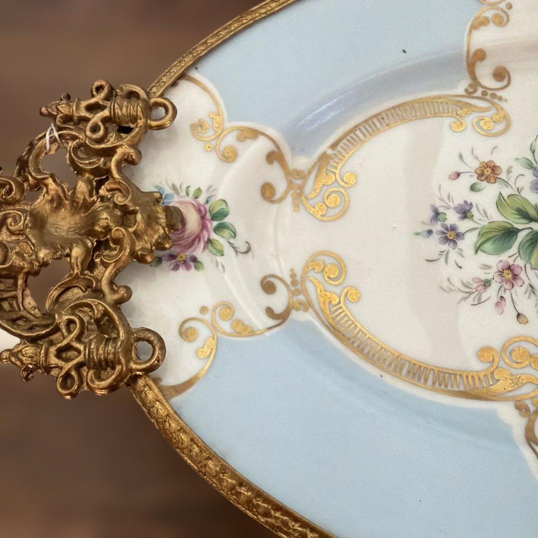 花柄装飾オーバルプレート　リモージュ