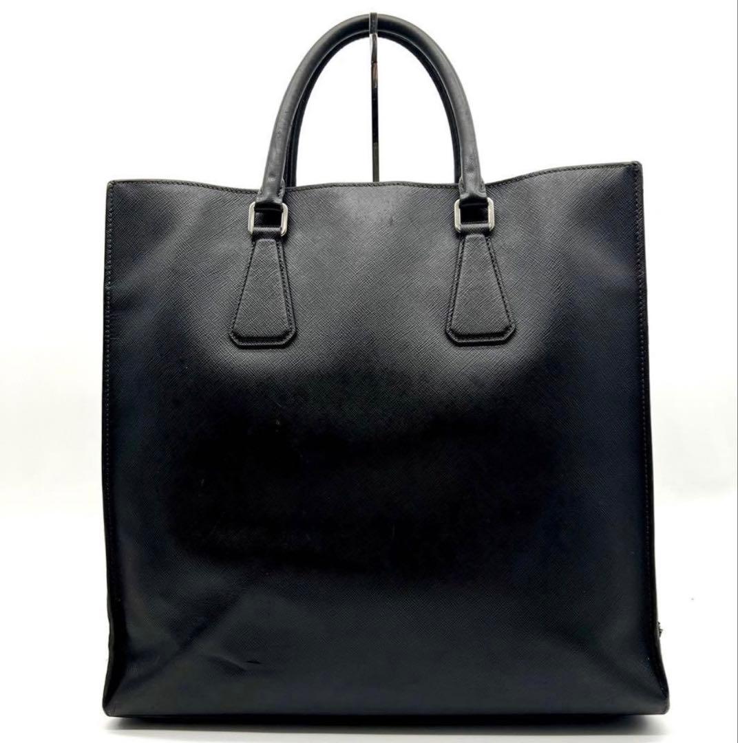 【良品】PRADA プラダ サフィアーノレザー 2way ビジネスバッグ 黒