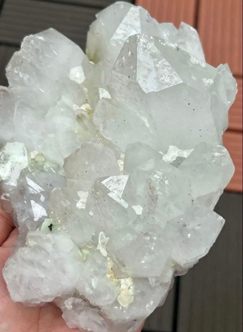 レア★天然水晶クラスター　葡萄石共生　インド産　ドライゴニーク　パワーストーン