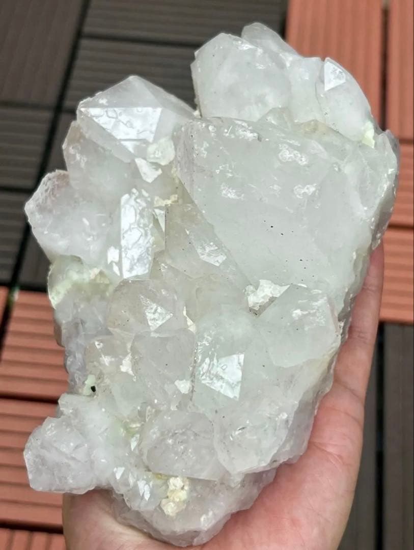 レア★天然水晶クラスター　葡萄石共生　インド産　ドライゴニーク　パワーストーン