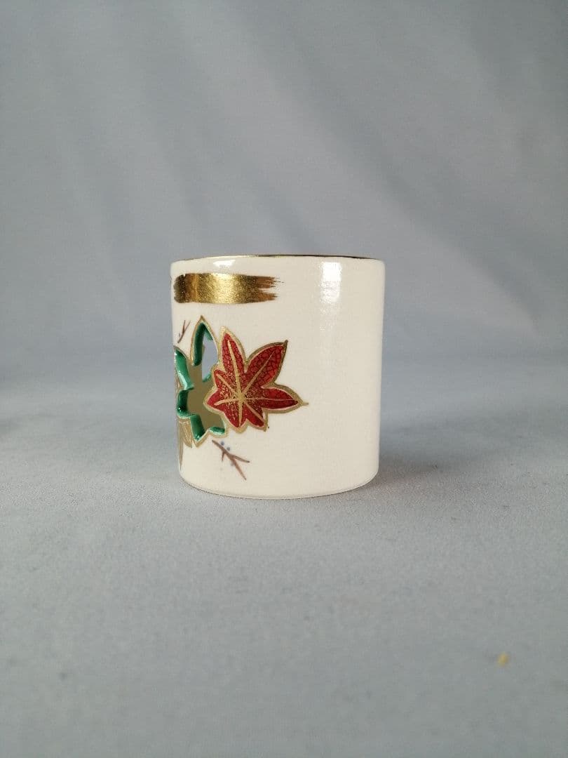 【茶道具】御室窯造　仁清紅葉蓋置　蓋置198