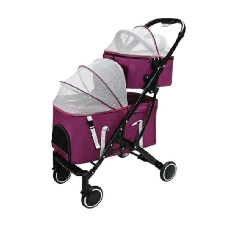 小型犬猫用折りたたみペットカート 対面式 軽量 耐荷重20kg 4輪ペットバギー