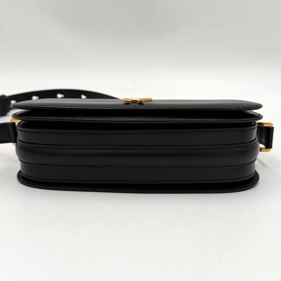 【極美品】アミパリス バケット ショルダーバッグ ハート ロゴ レザー ブラック