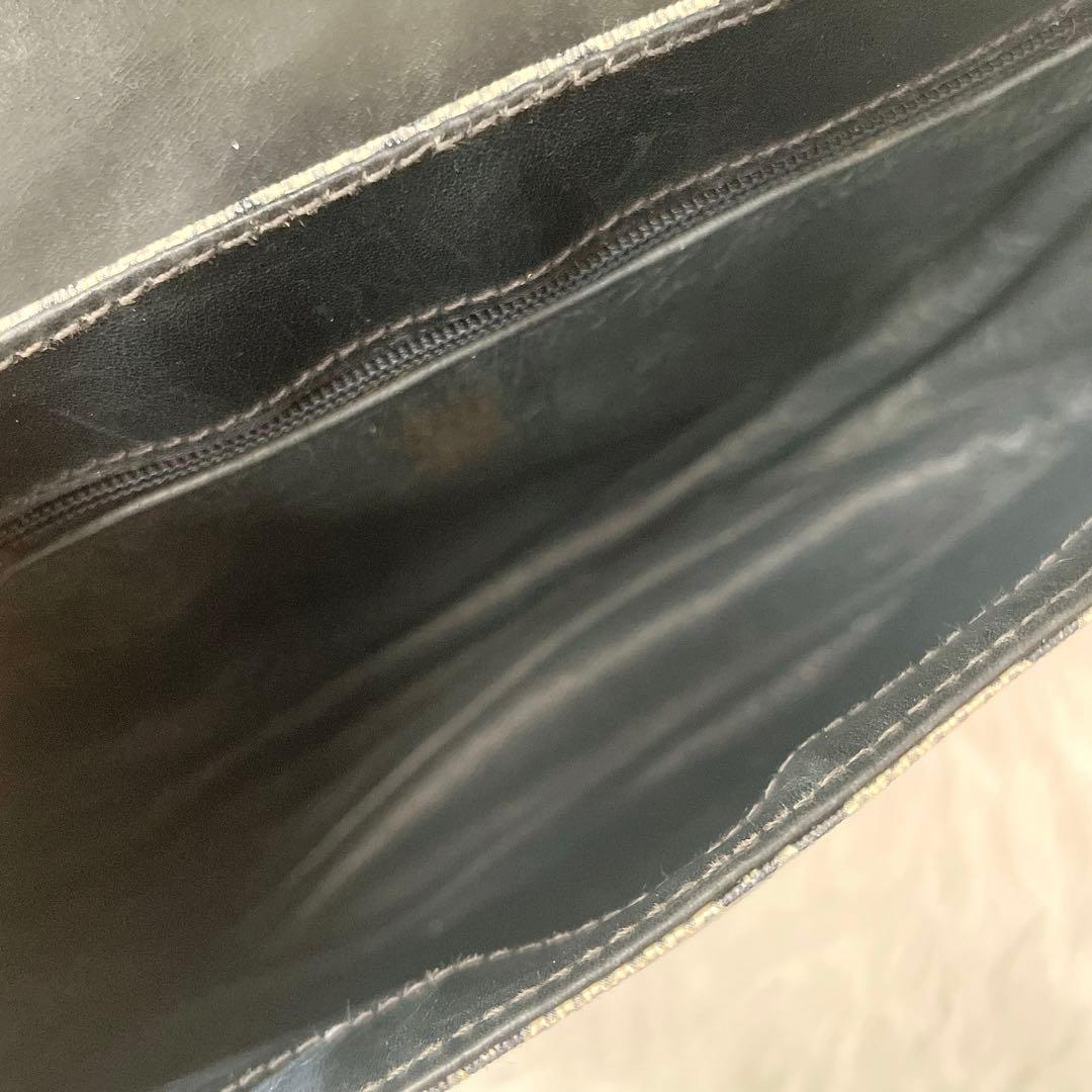 美品⭐︎OLD GUCCI ggシマ ネイビー レザー ロゴ金具 ショルダーバッグ