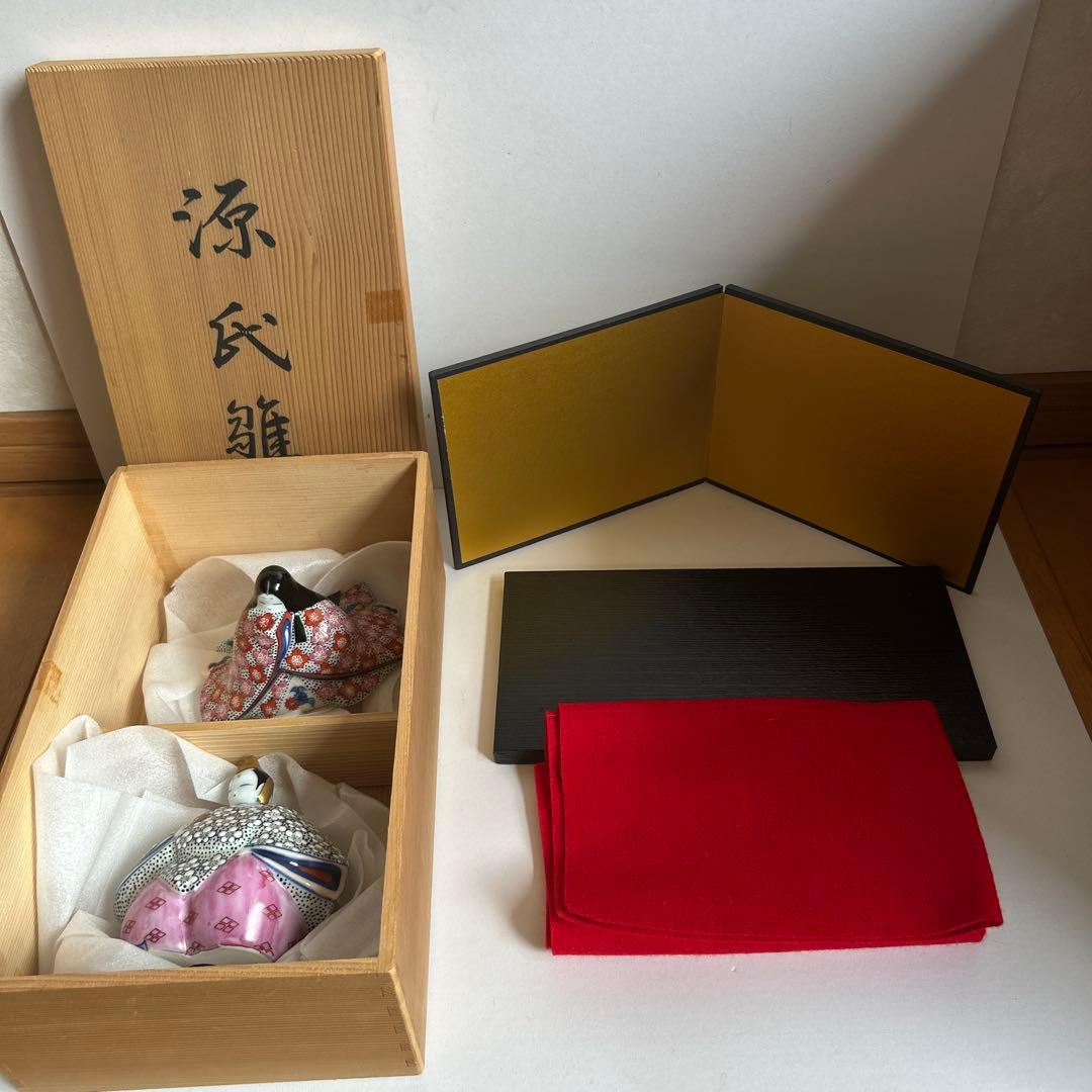 【美品】源氏雛 伊万里焼 陶器人形 萬太郎作