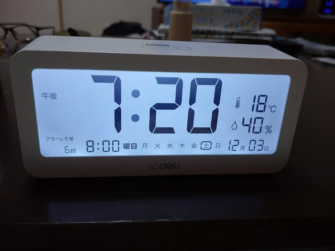 電池同梱 大きな文字電波目覚まし時計