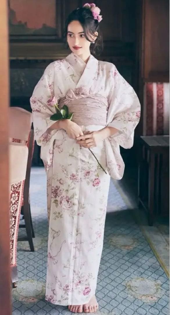 美品メゾンドフルール・FLEURリボン浴衣2024☆完売品♡ピンク