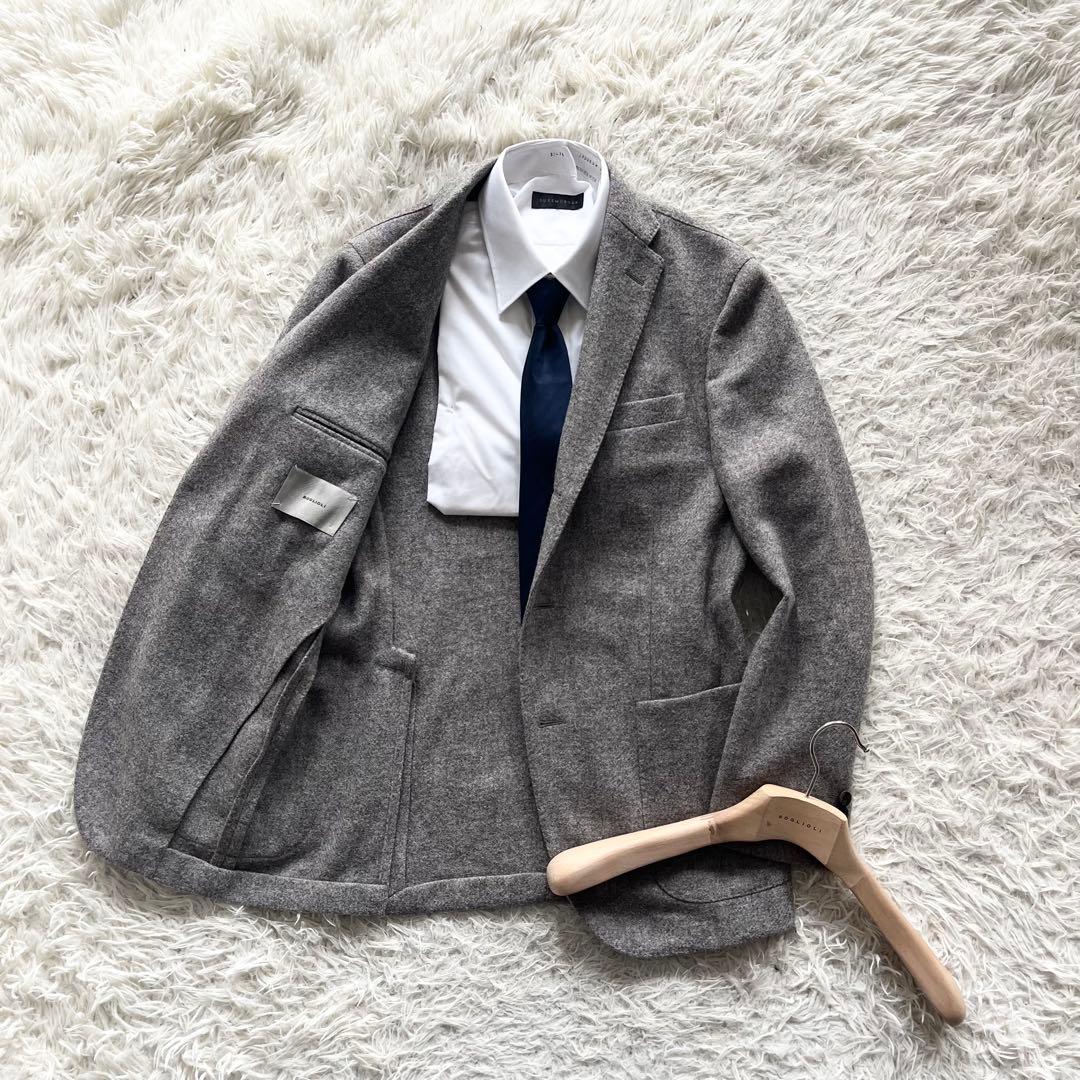 <美品>BOGLIOLI dover ツイード グレージュ ジャケット 46