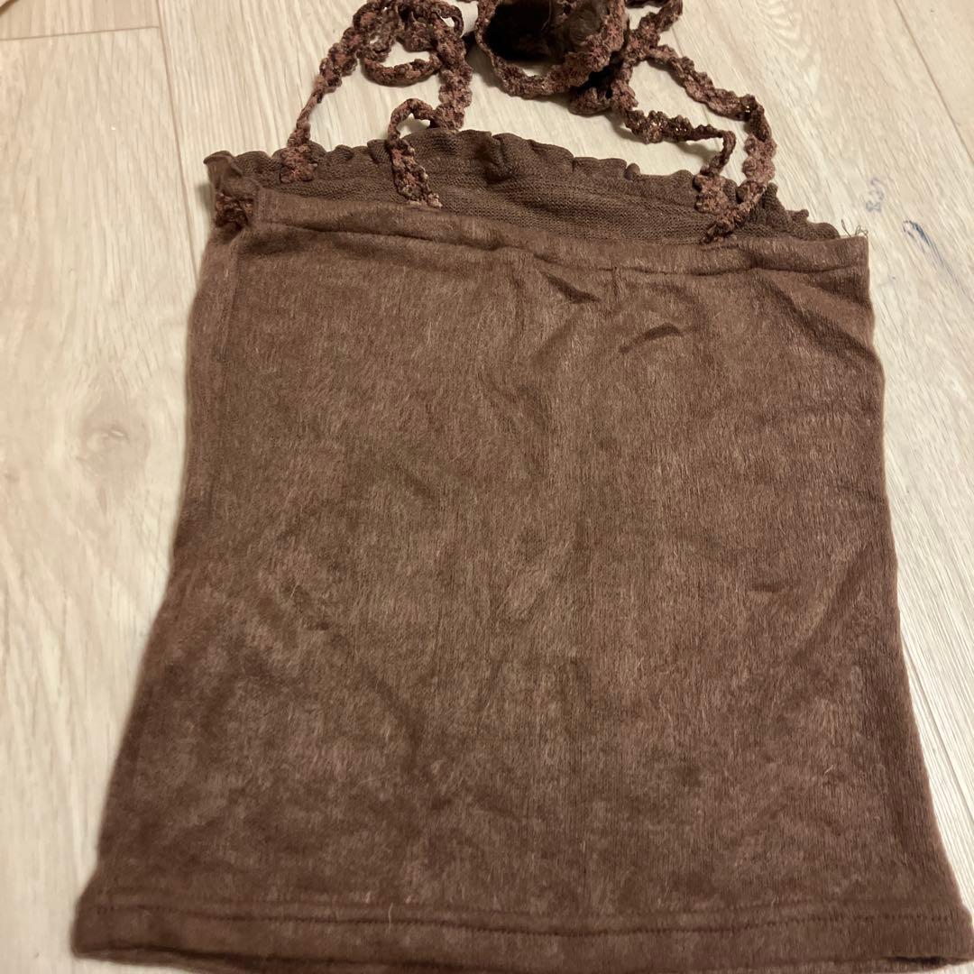 公*o様 J66 リズリサポンポン付きキャミソール茶色