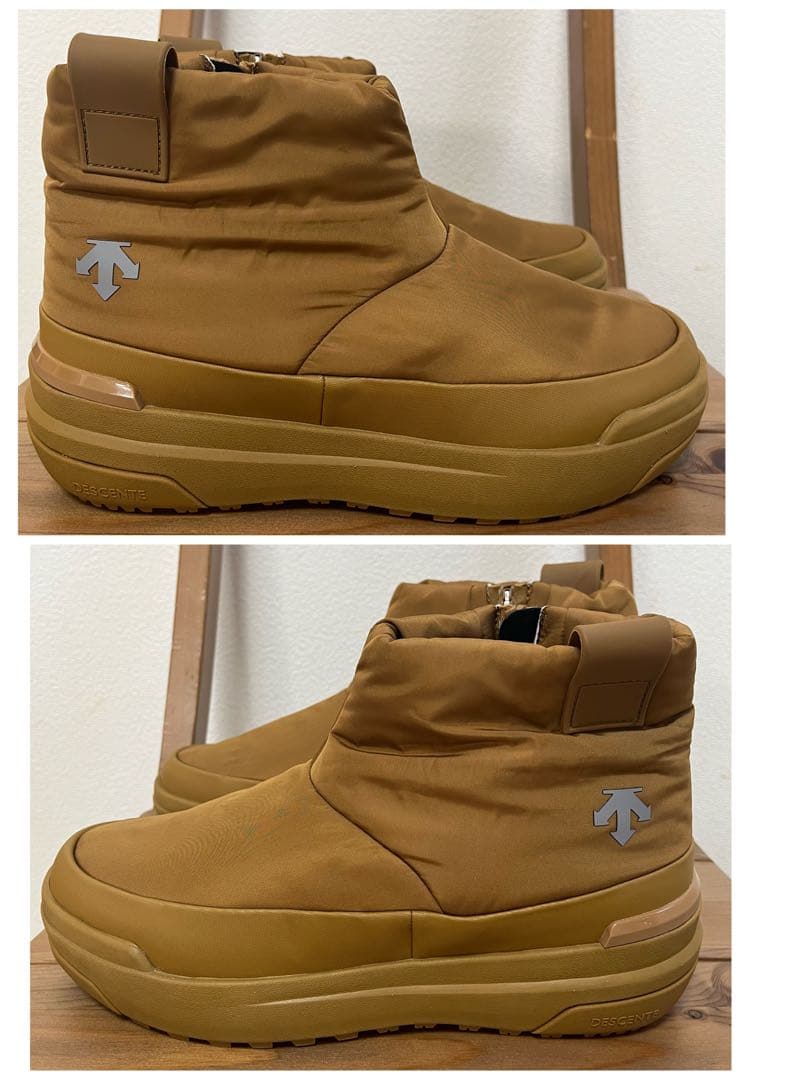 【美品】デサント D.TRACE TWB23.1 スノーブーツキャメル　ジップ