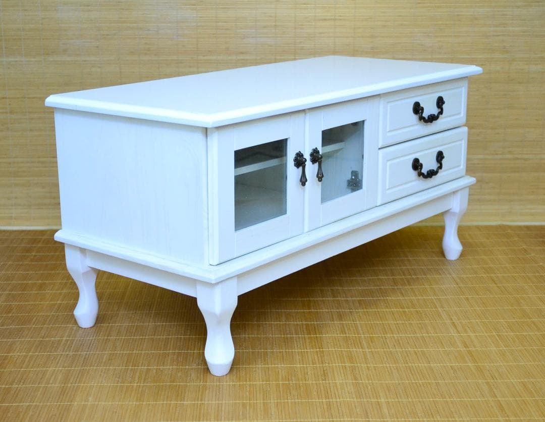 ホワイト テレビ台 アンティーク調 猫脚 可愛い 姫系 AVボード 中古良品
