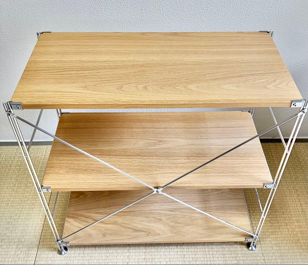 ⭐️美品・送料込⭐️無印良品 ステンレスユニットシェルフ　オーク材棚セット　ワイド小