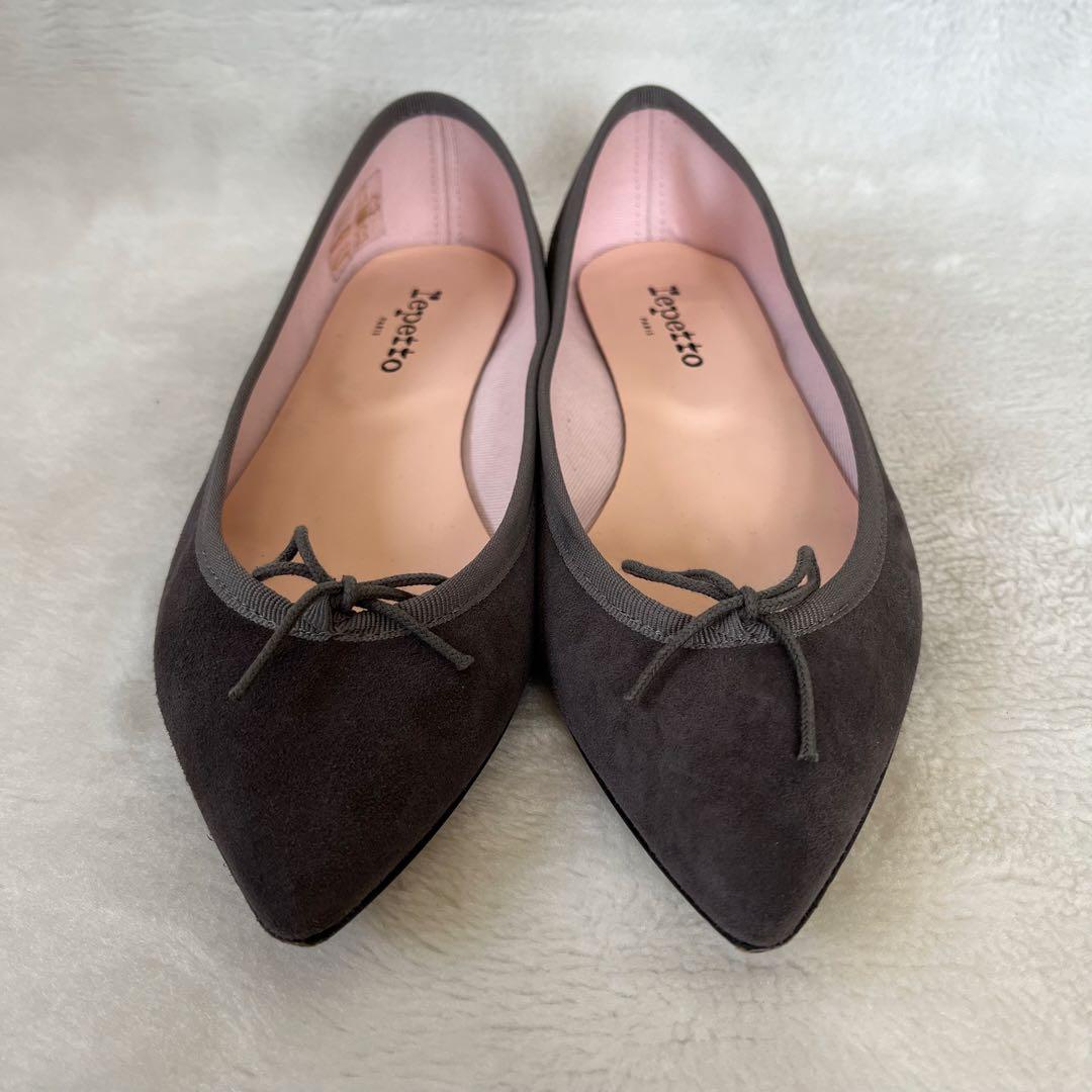 美品 箱付き☆レペット 38.5 グレー ブリジット ポインテッドトゥ バレエ