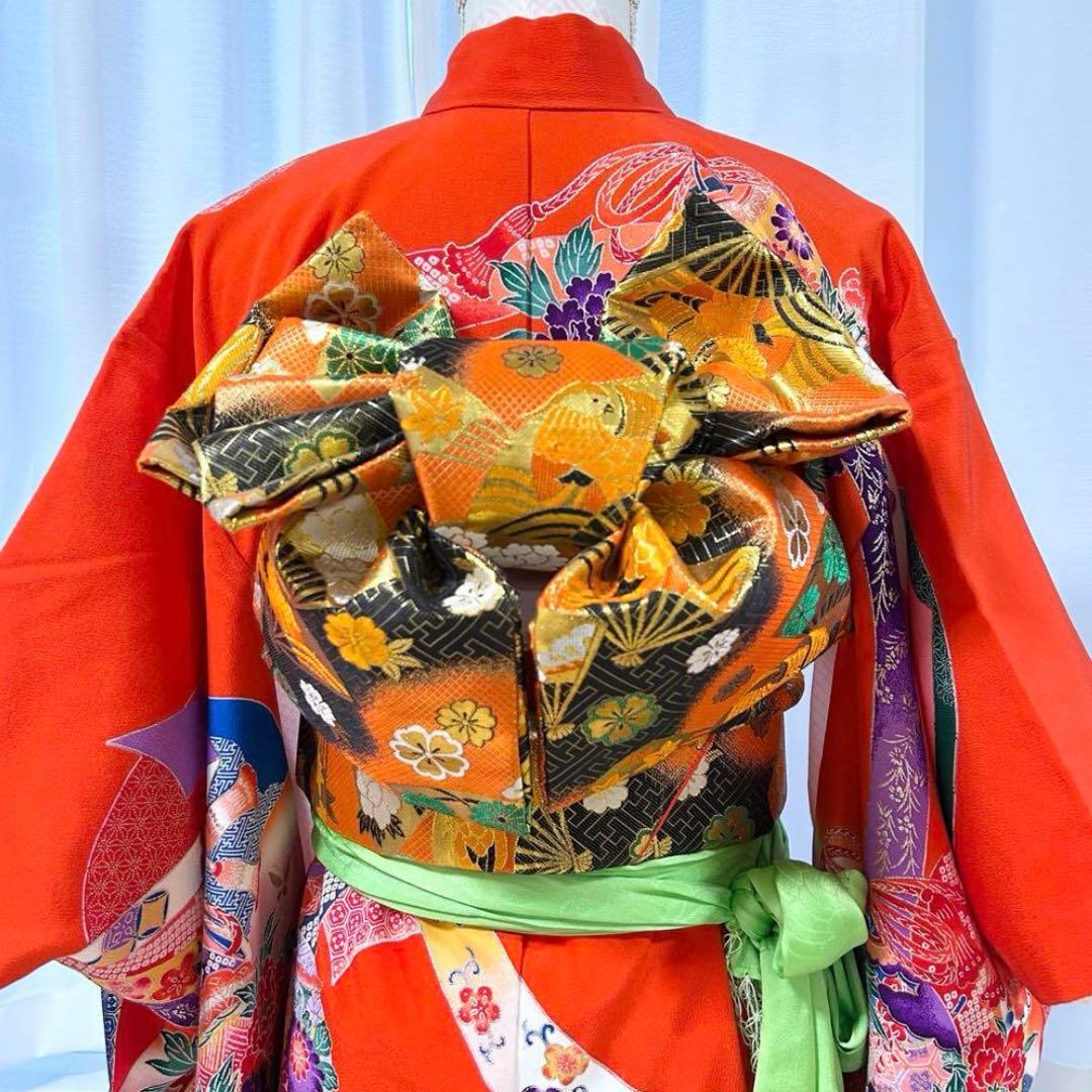 七五三 7歳 着物 長襦袢 作り帯 はこせこセット フルセット レトロ