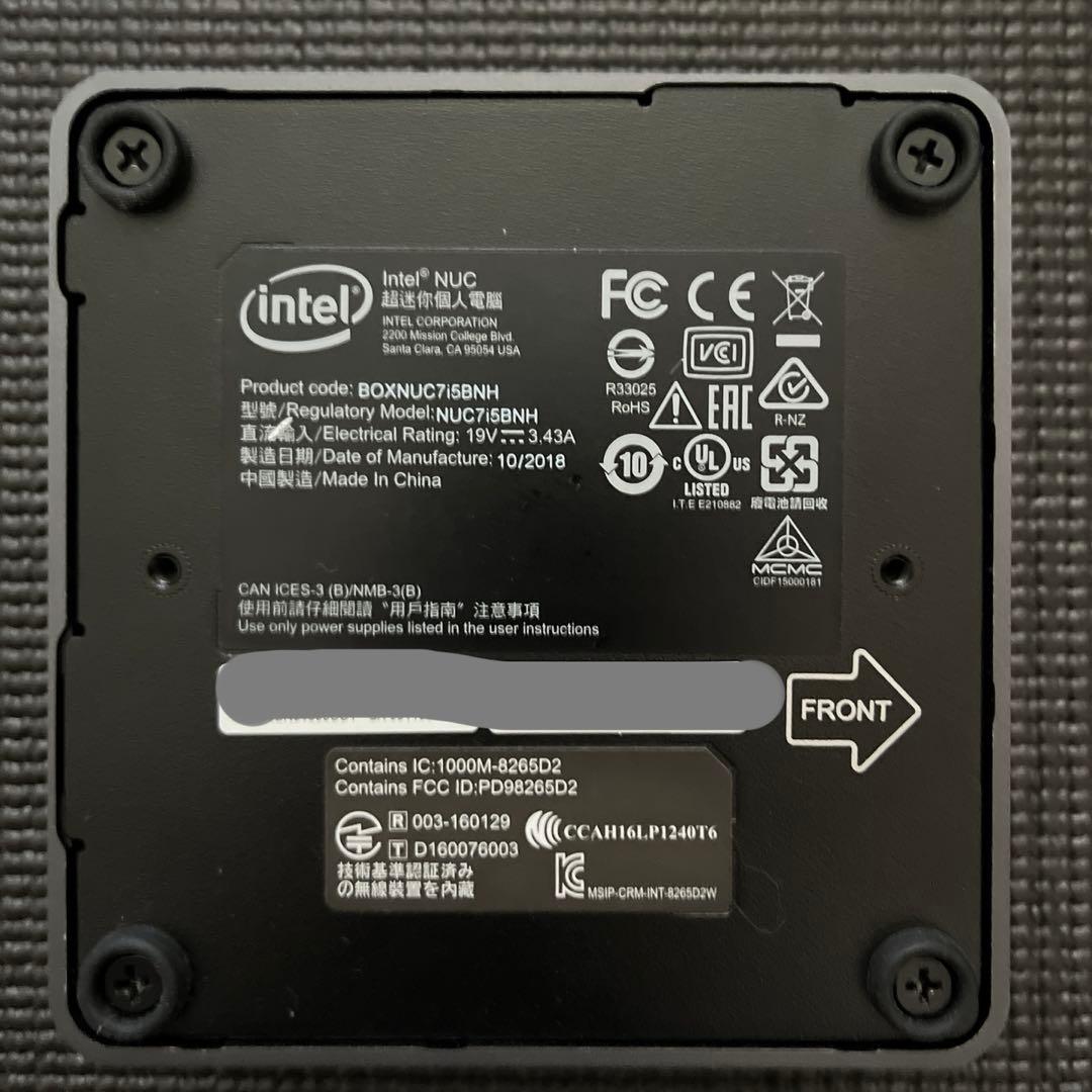 ミニPC Intel NUC NUC7I5BNH i5 RAM 8GB SSD120GB