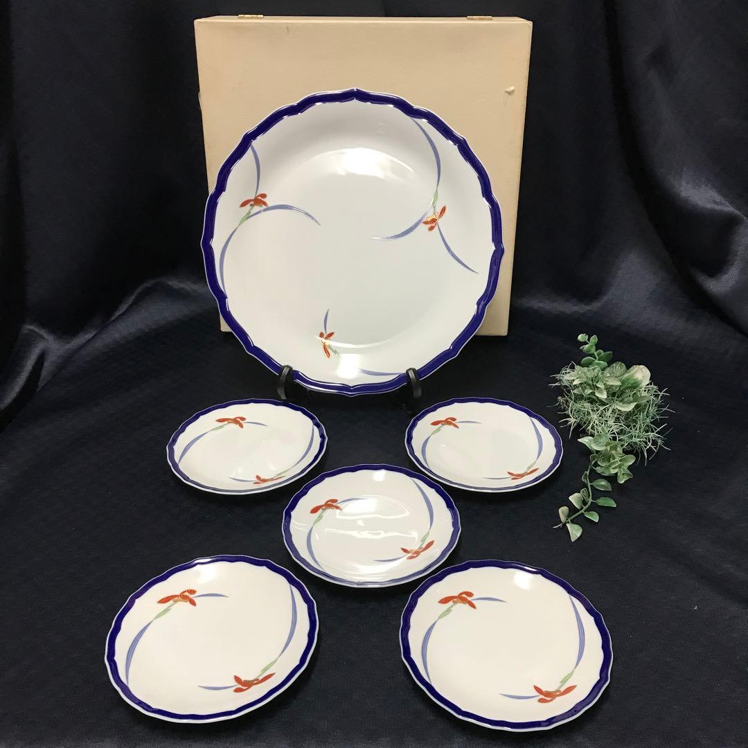 新品　香蘭社オーキッドレース　大皿30cm1枚15cm小皿5枚　箱入　上質ライン