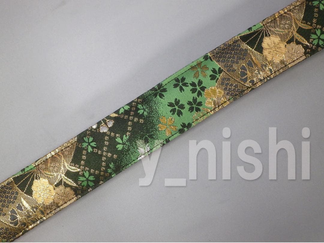 カメラストラップ 和柄 扇柄 黒/緑 カメラ用ネックストラップ