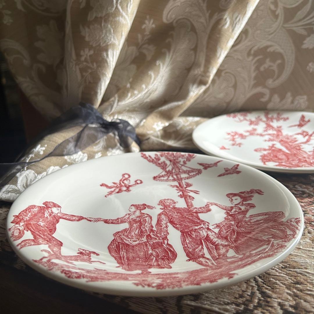 希少フランスGien【 Toile de Jouy 】トワルドジュイ プレート大