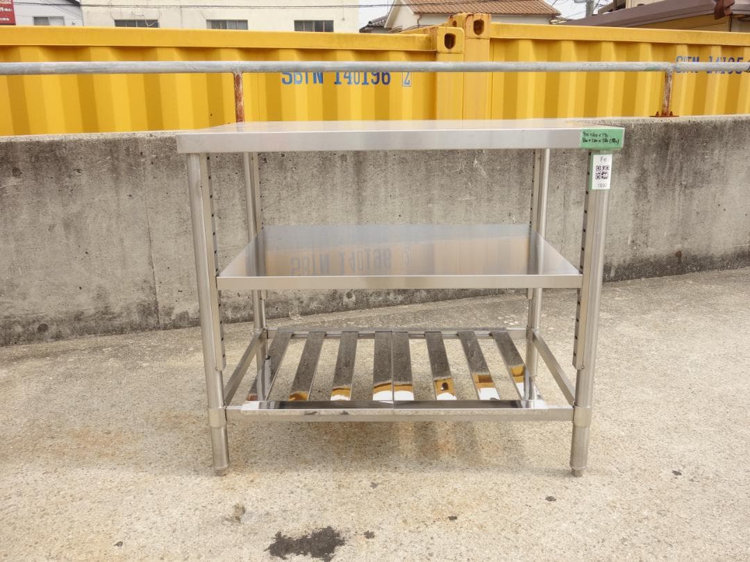 【中古】M▽ 業務用 厨房 作業台 棚 ステンレス (Fe1893)