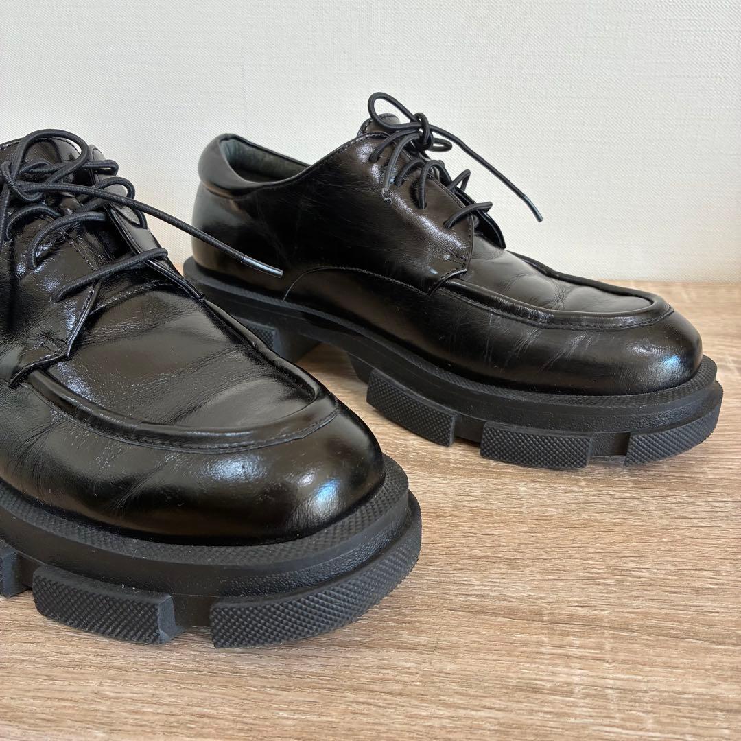 MANA マナ 23.5cm レースアップ ローファー 厚底 ブラック