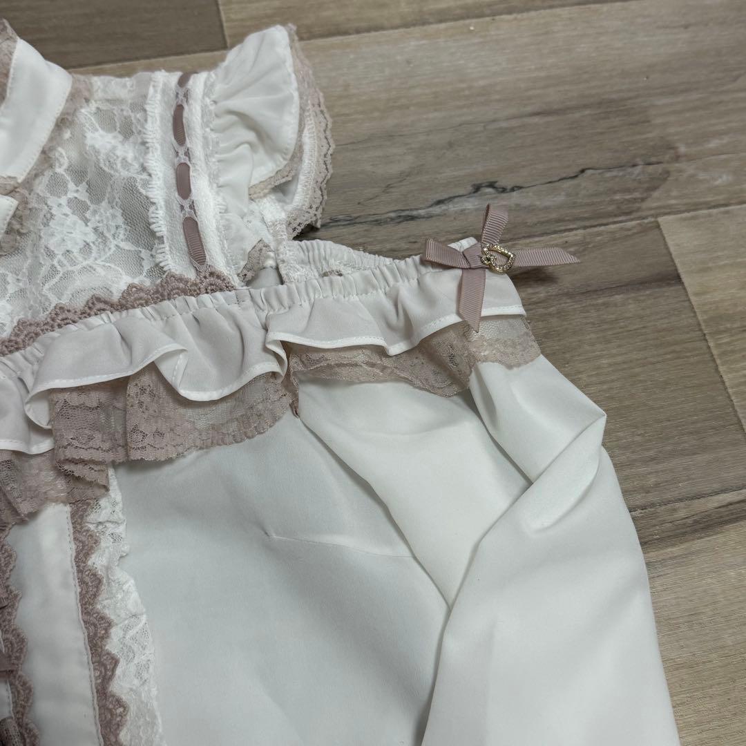 LIZLISA リズリサ 3つリボンフロントチョーカーブラウス 長袖 ピンク