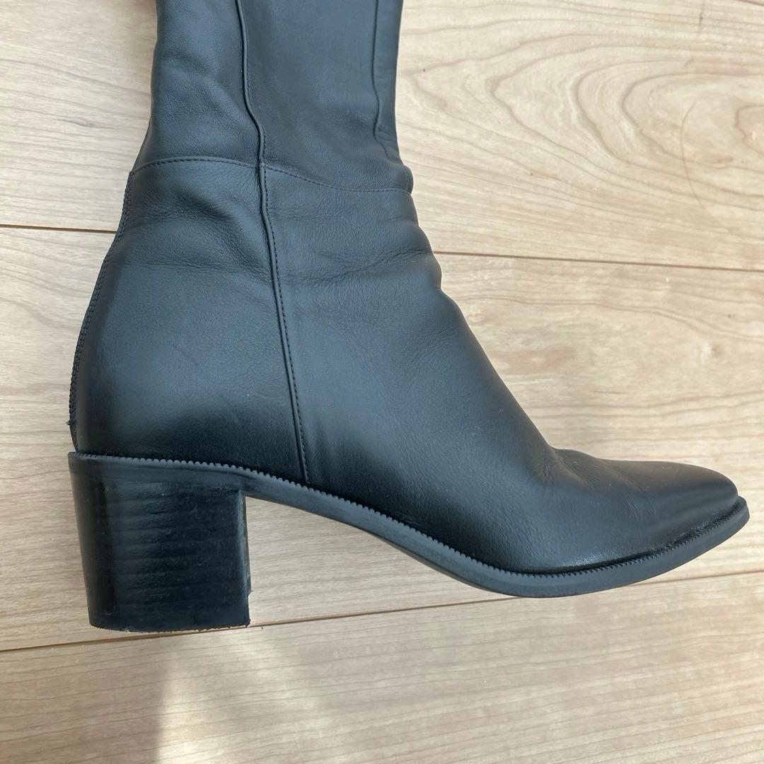 ダイアナ　24.5 ブラックレザー ニーハイブーツ