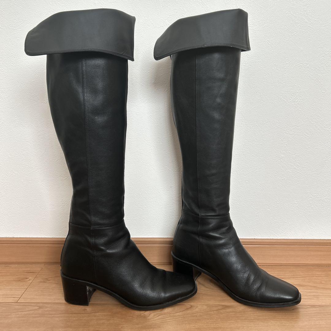 ダイアナ　24.5 ブラックレザー ニーハイブーツ