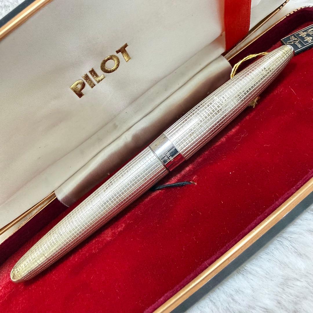 【稀少】パイロット エリート 18K 万年筆 スターリングシルバー アンティーク