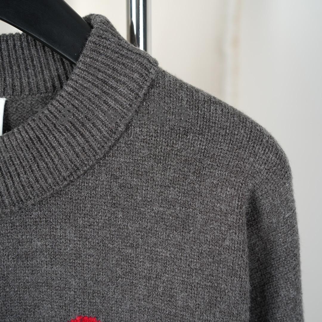 AMI PARIS ハート刺繍 クルーネックニットセーター 秋冬 ユニセックス