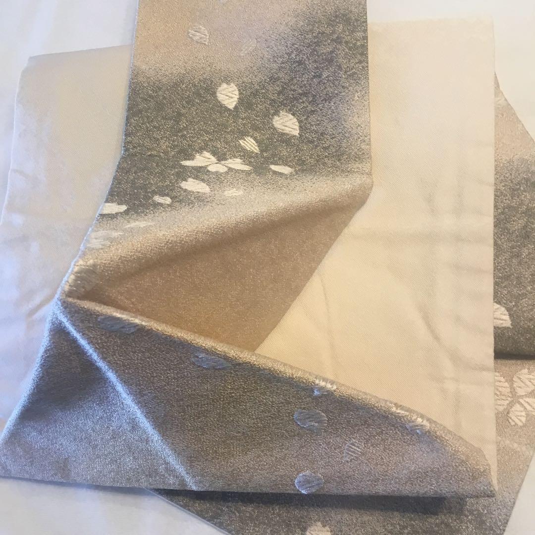 さくら　桜柄　九寸名古屋帯　ベージュ系