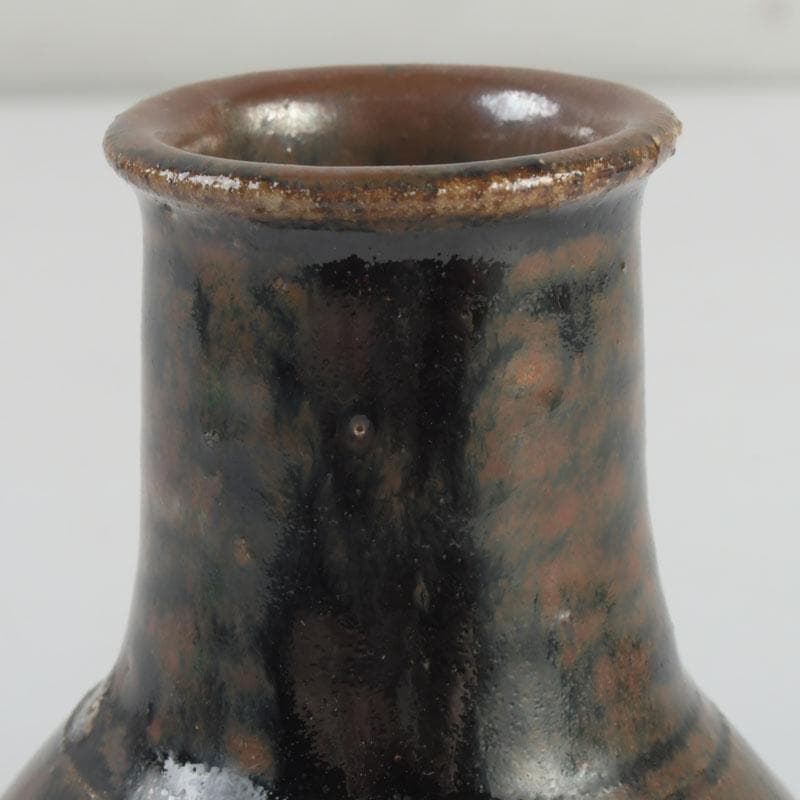 茶道具　瀬戸焼　一休作　鶴首茶入　銘「鶴寿」　仕覆付　書付共箱　V　9392