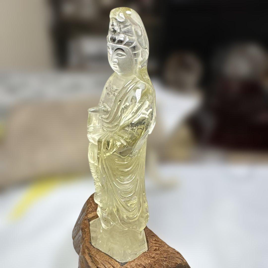 高品質　観音黄水晶　シトリン　置物　約12cm