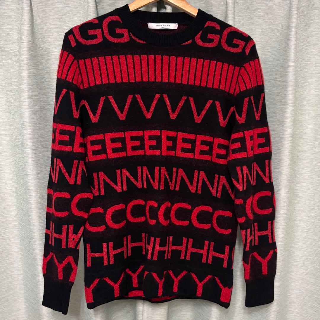 極美品！GIVENCHY 総柄　ロゴニット　ウール　セーター　ジバンシー　モヘア