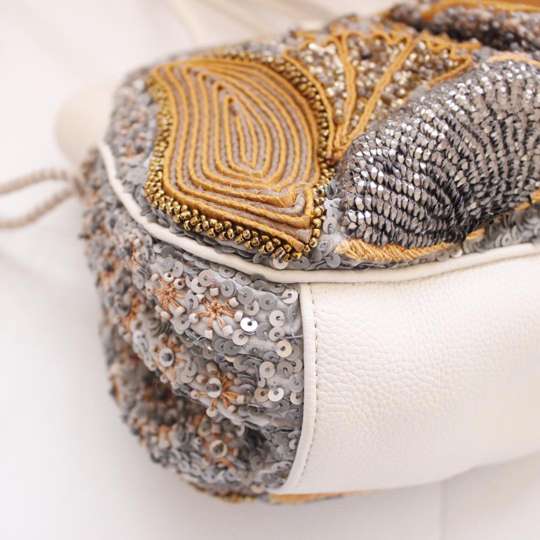 jelly様JAMIN PUECH ハンドバッグ スパンコール グレー ゴールド